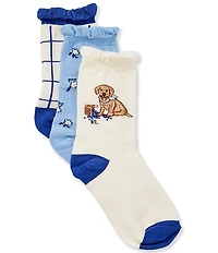 Polo Ralph Lauren Girls Blueberry Dog 3-Pack Socks