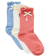 Polo Ralph Lauren Girls Ribbon Pointelle 3-Pack Socks