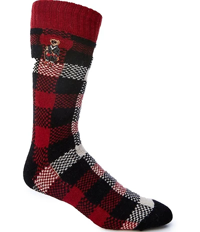 Polo Ralph Lauren Holiday Check Embroidered Bear Crew Socks