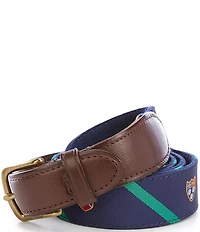 Polo Ralph Lauren Leather-Trim Silk Jacquard Belt