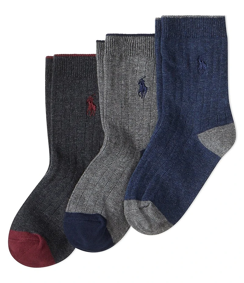 Polo Ralph Lauren Little/Big Boys Rib Slack 3-Pack Dress Socks