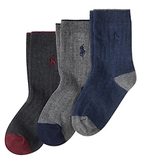 Polo Ralph Lauren Little/Big Boys Rib Slack 3-Pack Dress Socks