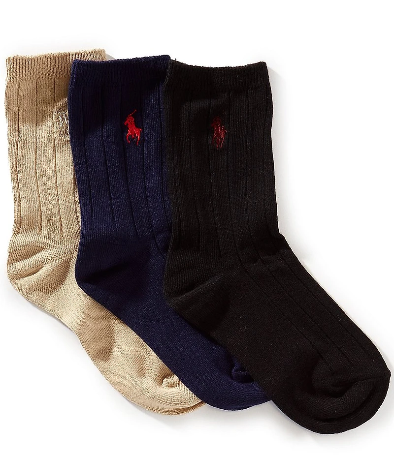 Polo Ralph Lauren Little/Big Boys Classic Solid Rib Sock 3-Pack
