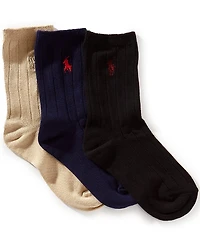 Polo Ralph Lauren Little/Big Boys Classic Solid Rib Sock 3-Pack