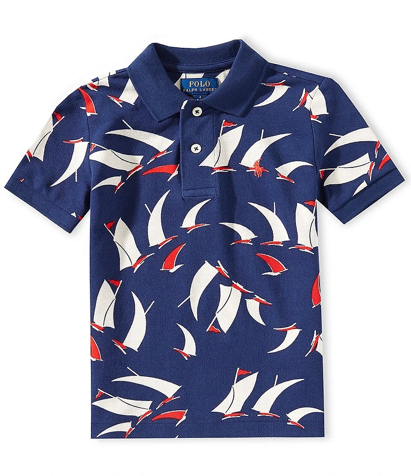 Polo Ralph Lauren Little Boys Short-Sleeve Abstract-Sailboat-Print Mesh Polo Shirt