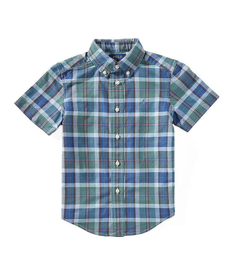 Polo Ralph Lauren Little Boys Short-Sleeve Plaid Oxford Shirt