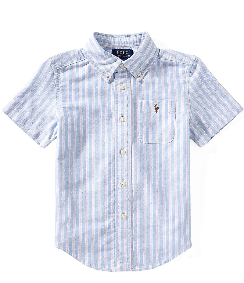 Polo Ralph Lauren Little Boys Short Sleeve Striped Oxford Shirt