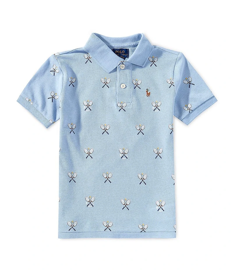 Polo Ralph Lauren Little Boys Short Sleeve Tennis-Print Mesh Polo Shirt