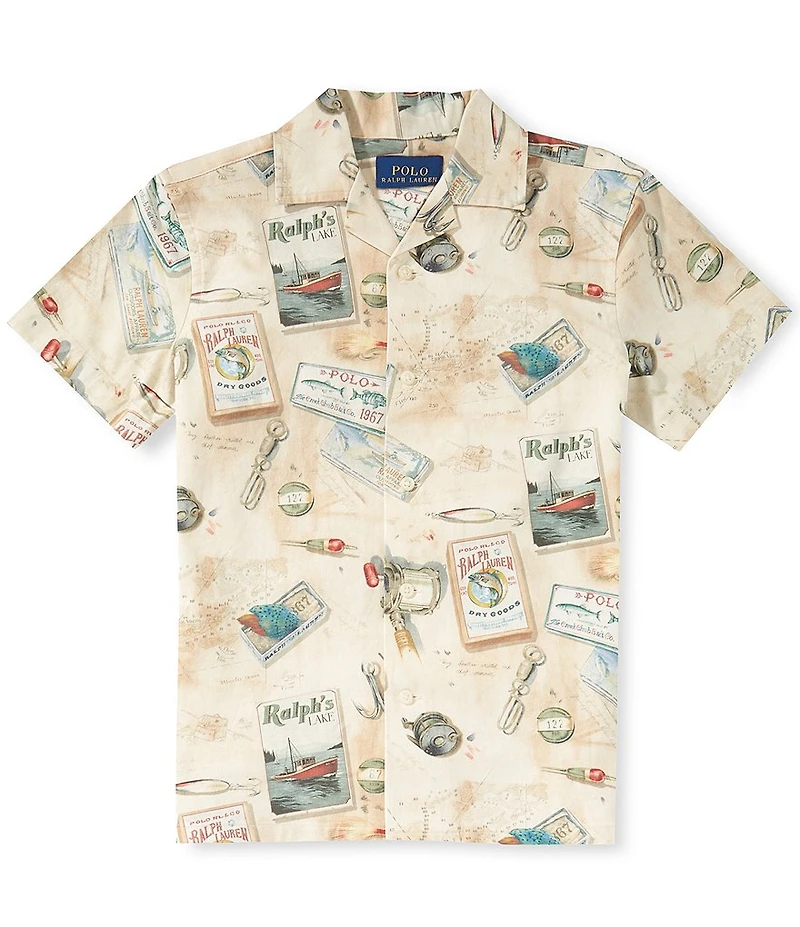Polo Ralph Lauren Little Boys Fishing-Print Stretch Chino Camp Shirt