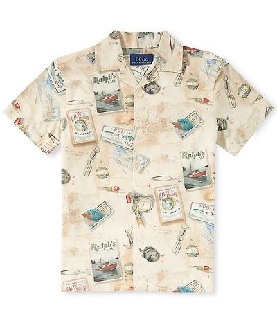Polo Ralph Lauren Little Boys Fishing-Print Stretch Chino Camp Shirt