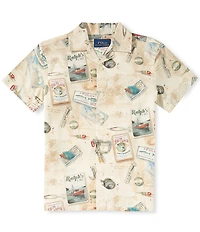 Polo Ralph Lauren Little Boys Fishing-Print Stretch Chino Camp Shirt