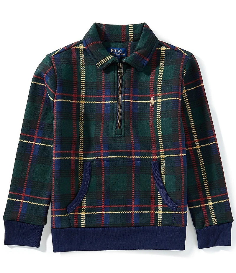 Polo Ralph Lauren Little Boys Long-Sleeve Collared Plaid Fleece Sweatshirt