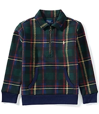 Polo Ralph Lauren Little Boys Long-Sleeve Collared Plaid Fleece Sweatshirt