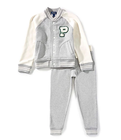 Polo Ralph Lauren Little Boys Long-Sleeve Fleece Baseball Jacket & Jogger Pants Set