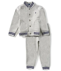 Polo Ralph Lauren Little Boys Long-Sleeve Fleece Baseball Jacket & Jogger Pants Set