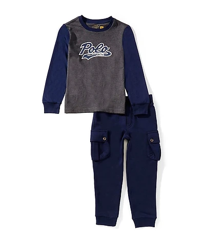 Polo Ralph Lauren Little Boys Long-Sleeve Logo Jersey T-Shirt & Fleece Jogger Pants Set