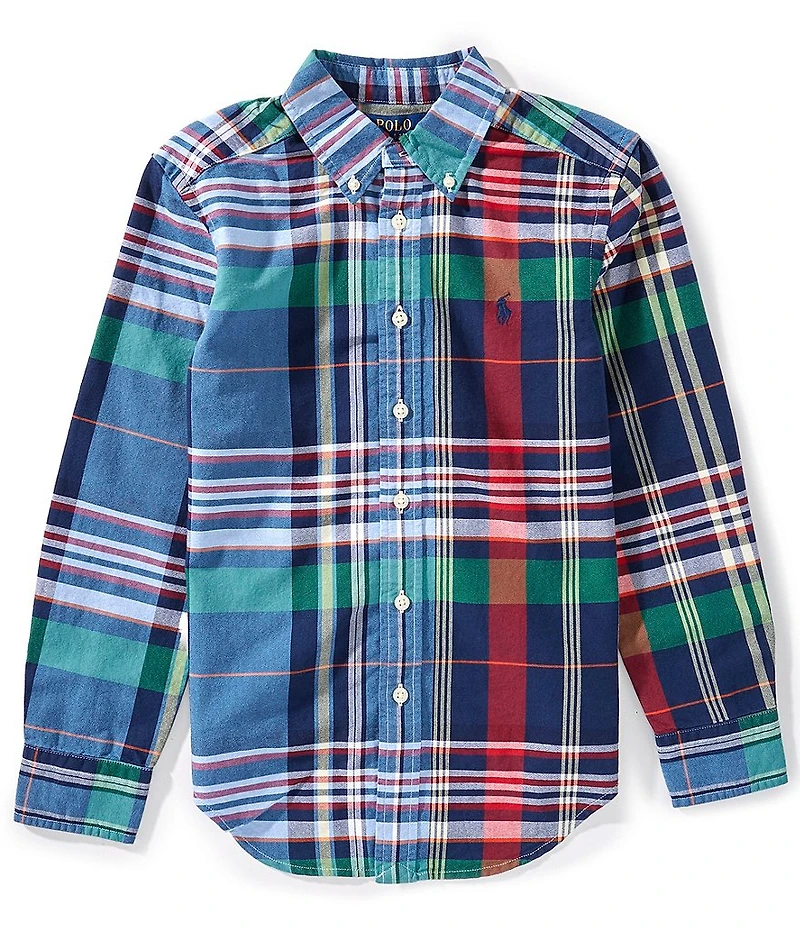 Polo Ralph Lauren Little Boys Long-Sleeve Large Plaid Oxford Shirt