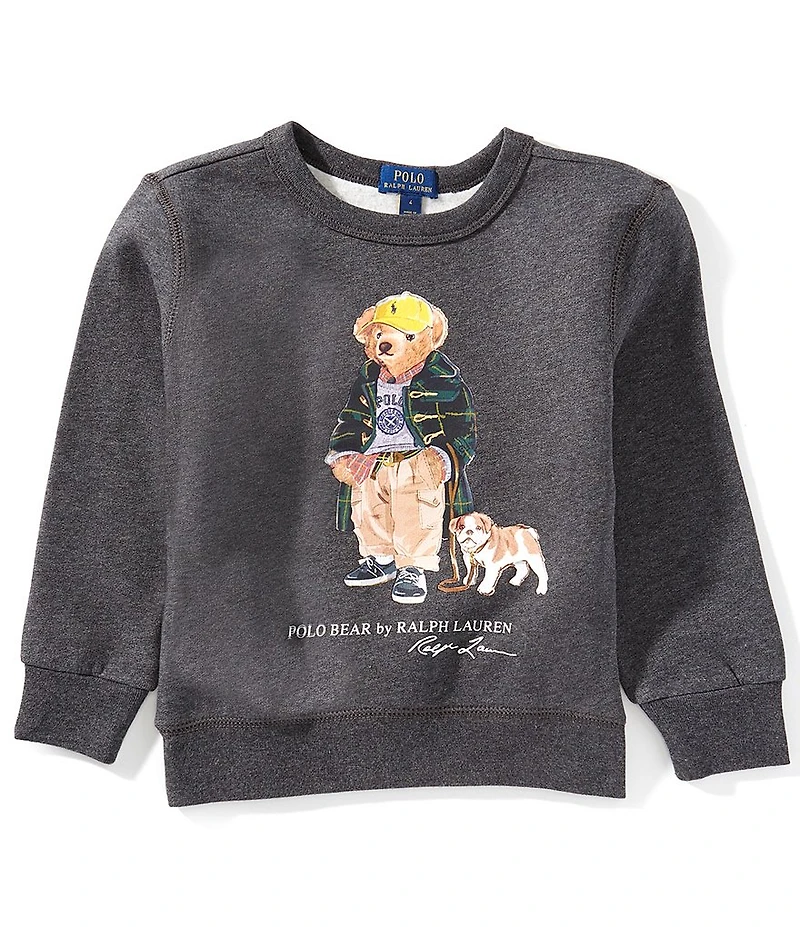 Polo Ralph Lauren Little Boys Long-Sleeve Polo Bear Heathered Fleece Sweatshirt