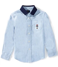 Polo Ralph Lauren Little Boys Long-Sleeve Polo Bear Oxford Knit-Collar Shirt