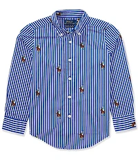 Polo Ralph Lauren Little Boys Long-Sleeve Polo Bear Striped Shirt