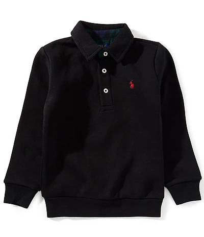 Polo Ralph Lauren Little Boys Long-Sleeve Polo-Collar Plaid-Trim Fleece Sweatshirt
