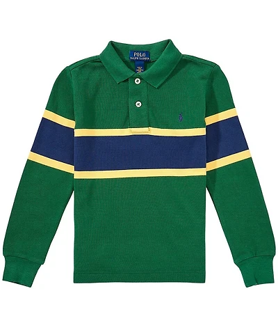 Polo Ralph Lauren Little Boys Long Sleeve Striped Cotton Mesh Polo Shirt