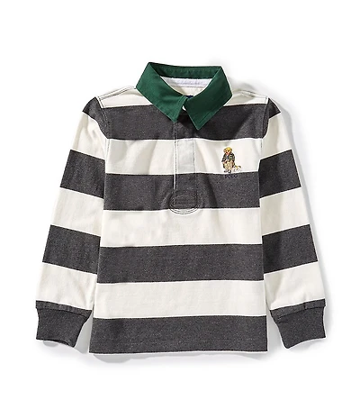 Polo Ralph Lauren Little Boys Long Sleeve Striped Polo Bear Rugby Shirt