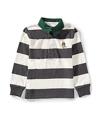 Polo Ralph Lauren Little Boys Long Sleeve Striped Polo Bear Rugby Shirt