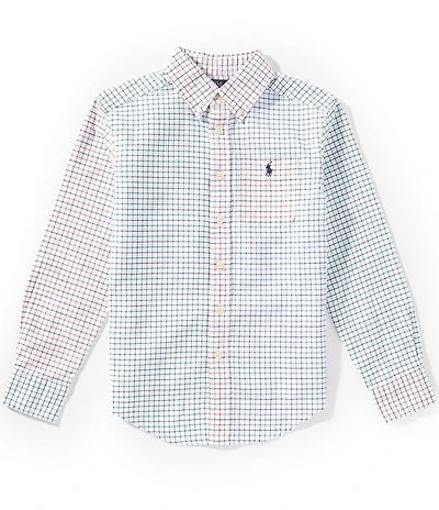 Polo Ralph Lauren Little Boys Long-Sleeve Tattersall Oxford Fun Shirt
