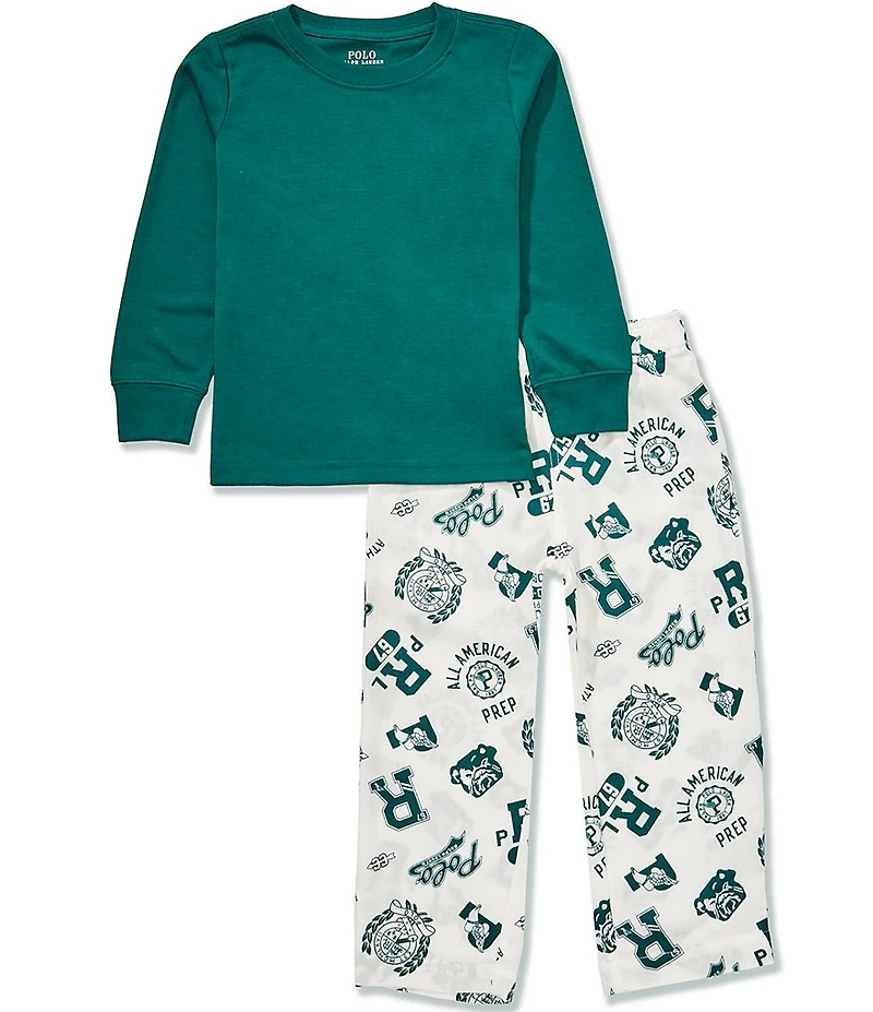 Polo Ralph Lauren Little Boys Long Sleeve Top And Printed Pajama Pants