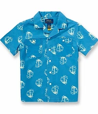 Polo Ralph Lauren Little Boys Short Sleeve Anchor Print Oxford Shirt