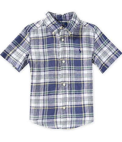 Polo Ralph Lauren Little Boys Short Sleeve Plaid Linen Shirt
