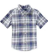 Polo Ralph Lauren Little Boys Short Sleeve Plaid Linen Shirt
