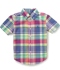Polo Ralph Lauren Little Boys Short Sleeve Plaid Oxford Shirt