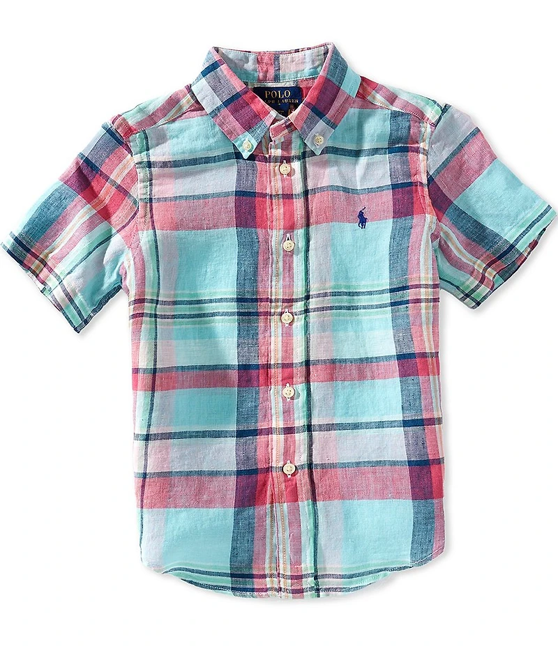 Polo Ralph Lauren Little Boys Short Sleeve Plaid Oxford Shirt