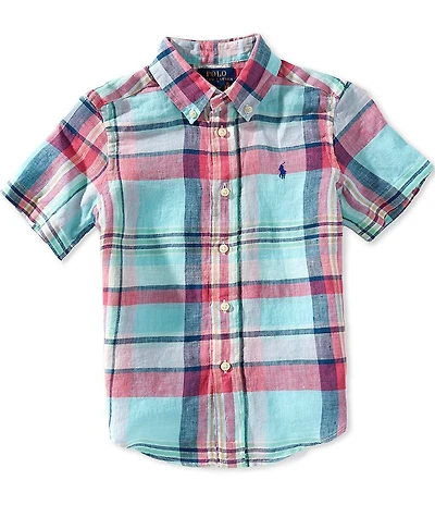 Polo Ralph Lauren Little Boys Short Sleeve Plaid Oxford Shirt
