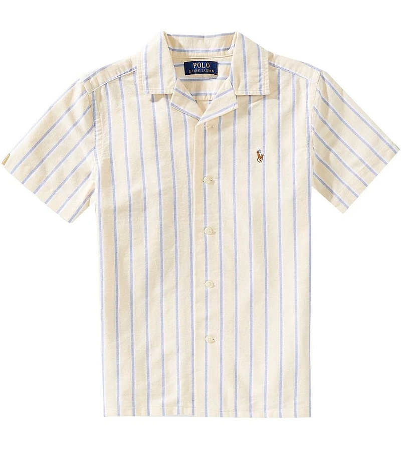 Polo Ralph Lauren Big Boys Short-Sleeve Striped Oxford Camp Shirt