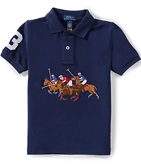 Polo Ralph Lauren Little Boys Short-Sleeve Triple-Pony Mesh Polo Shirt