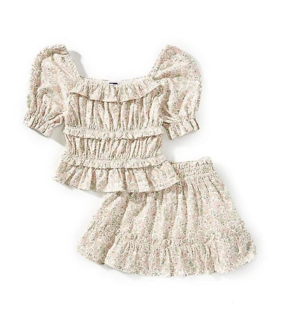 Polo Ralph Lauren Little Girls Short-Sleeve Floral Jersey Top & Matching Skirt Set