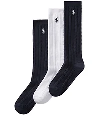 Polo Ralph Lauren Little Girls Cable Knee High Sock 3-Pack