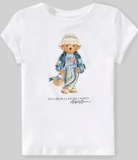 Polo Ralph Lauren Little Girls Cap-Sleeve Polo Bear Jersey T-Shirt