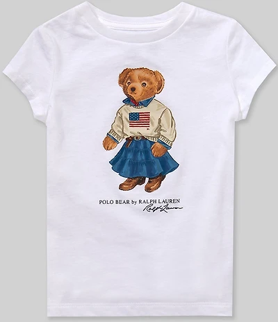 Polo Ralph Lauren Little Girls Cap-Sleeve Polo Bear Jersey T-Shirt