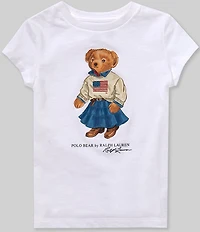 Polo Ralph Lauren Little Girls Cap-Sleeve Polo Bear Jersey T-Shirt