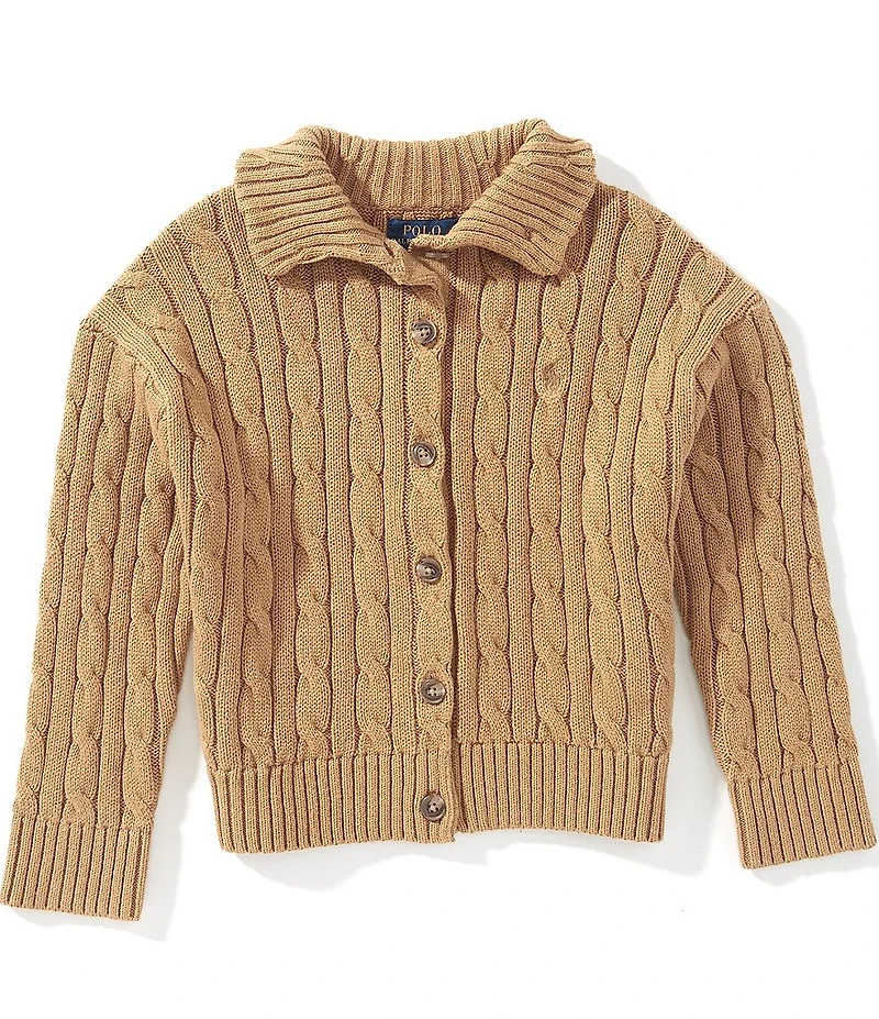 Polo Ralph Lauren Little Girls Long-Sleeve Collared Cable-Knit Cardigan
