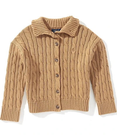 Polo Ralph Lauren Little Girls Long-Sleeve Collared Cable-Knit Cardigan