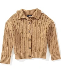 Polo Ralph Lauren Little Girls Long-Sleeve Collared Cable-Knit Cardigan