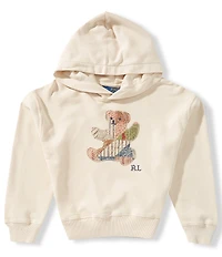 Polo Ralph Lauren Little Girls Long Sleeve Patchwork Polo Bear French Terry Hoodie