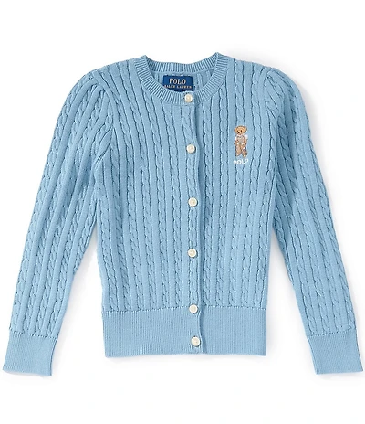 Polo Ralph Lauren Little Girls Long-Sleeve Polo Bear Mini-Cable Cardigan