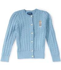 Polo Ralph Lauren Little Girls Long-Sleeve Polo Bear Mini-Cable Cardigan