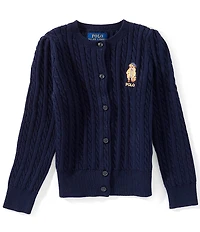 Polo Ralph Lauren Little Girls Long-Sleeve Polo Bear Mini-Cable Cardigan